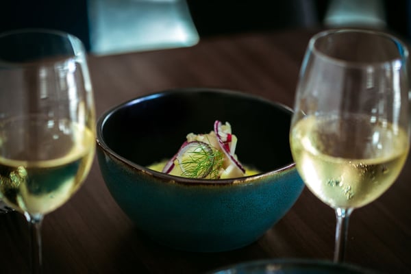 Ponciana's chayote with preserved lemon, macadamia, fermented pineapple & dill