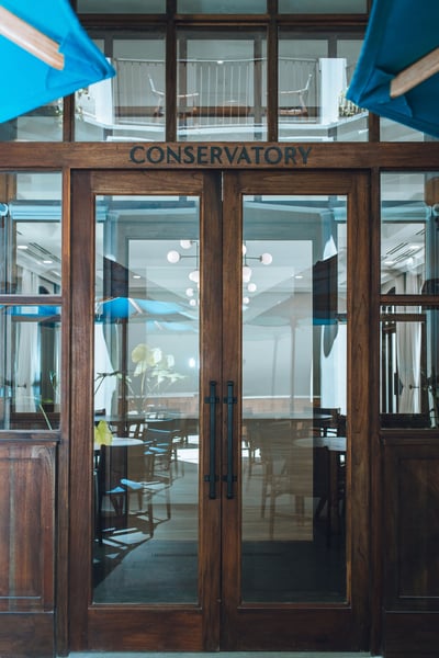 The Conservatory door from the Atrium