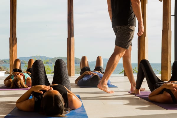 Breathing session on Santarena's rooftop terrace